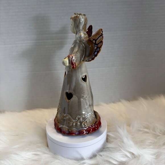 Artisan Ceramic Angel Tea Light holder, Natural Aesthetic, Chrismas decor, 8" - Picture 5 of 8